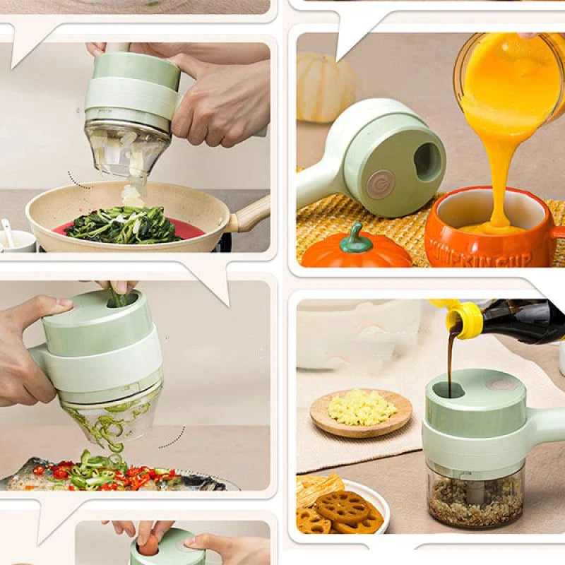 4-in-1 Electric Food Chopper & Vegetable Cutter | Slice, Mince & Grind in Seconds